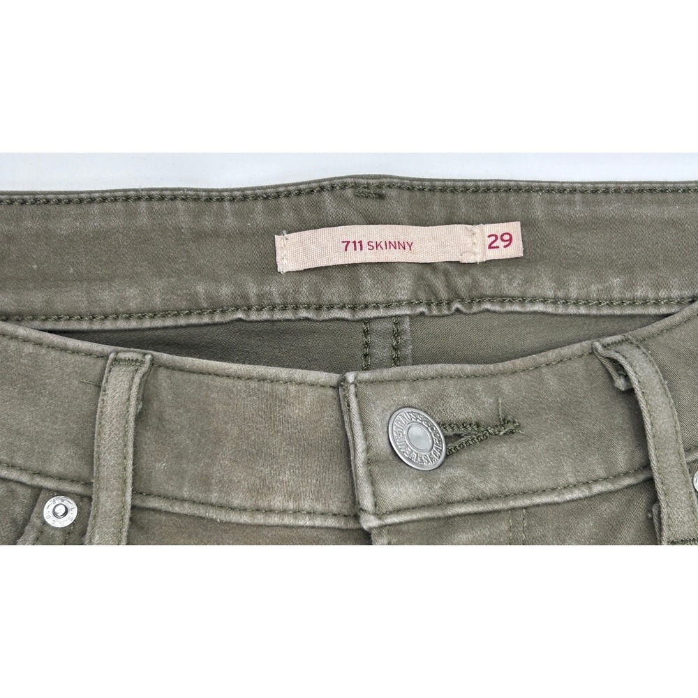 Levi's 711 Skinny Jeans Size 29 Olive Green Mid Rise Stretch Denim Pants Capsule - Picture 5 of 9